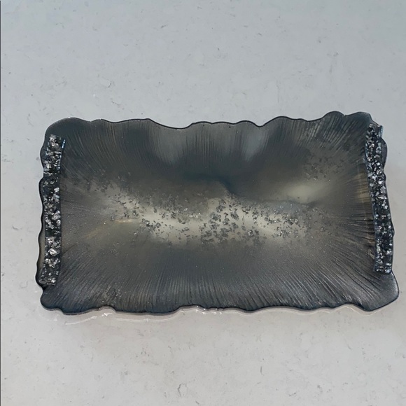 Elegant Black and Silver Decorative Tray 8x13 in